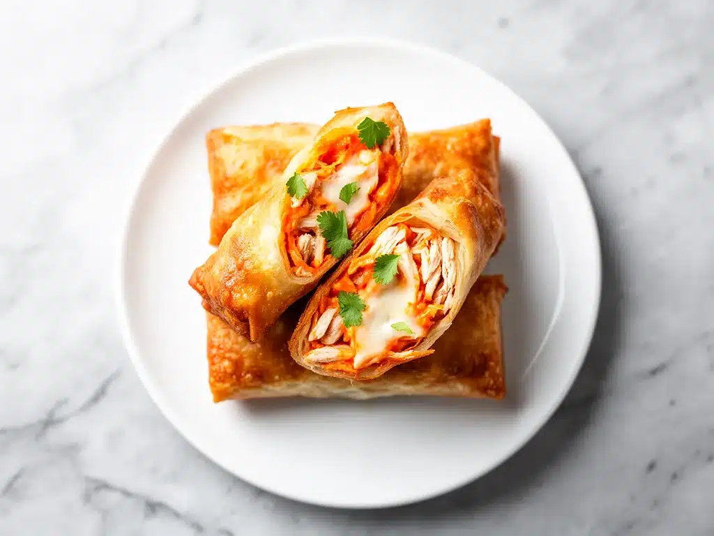 Baked Buffalo Chicken Egg Rolls: Best Better Than Takeout Recipe 4 baked buffalo chicken egg rolls preparation steps