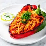 baked buffalo chicken stuffed peppers - featured image