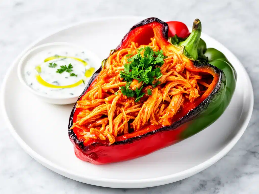 baked buffalo chicken stuffed peppers - featured image