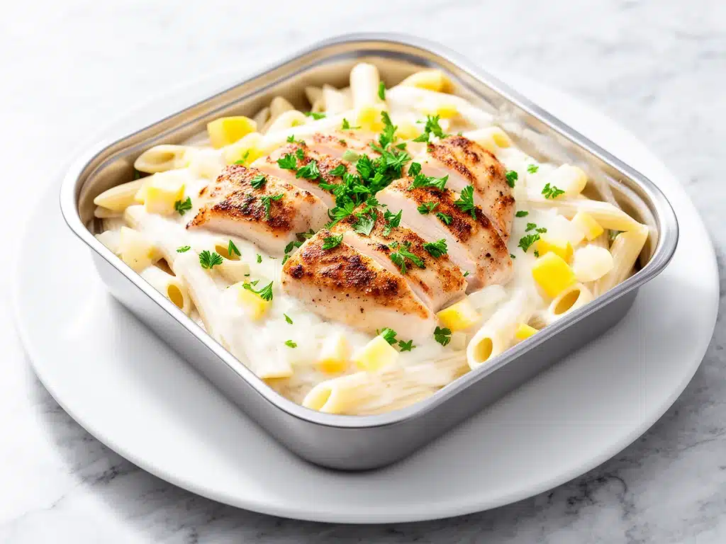 Baked Chicken Alfredo Lunchbox Pasta - featured image