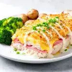 baked chicken cordon bleu casserole - featured image