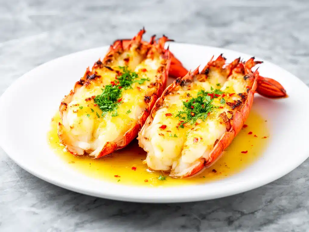 broiled garlic butter lobster tails - featured image