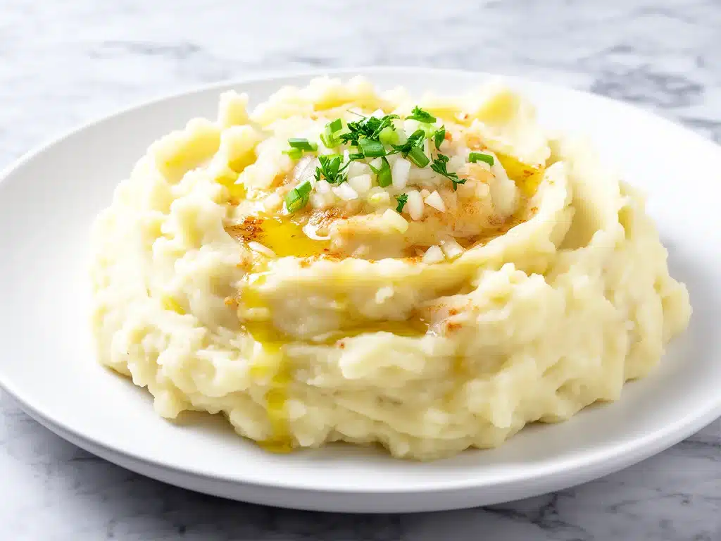brown butter garlic mashed potatoes - featured image
