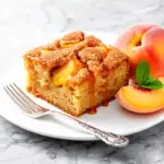 brown sugar peach caramel coffee cake - featured image