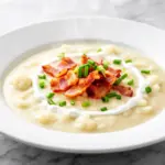 cheesy cauliflower soup with bacon - featured image