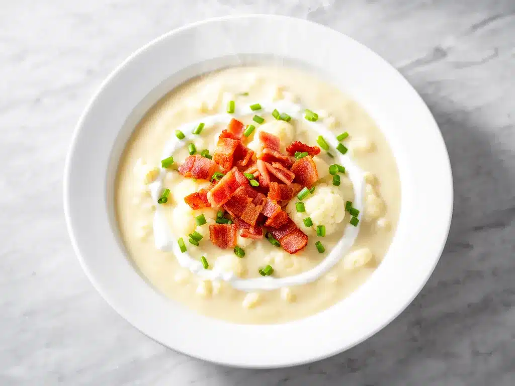 Cheesy Cauliflower Soup: Easy Weeknight Bacon Recipe 4 cheesy cauliflower soup with bacon preparation steps
