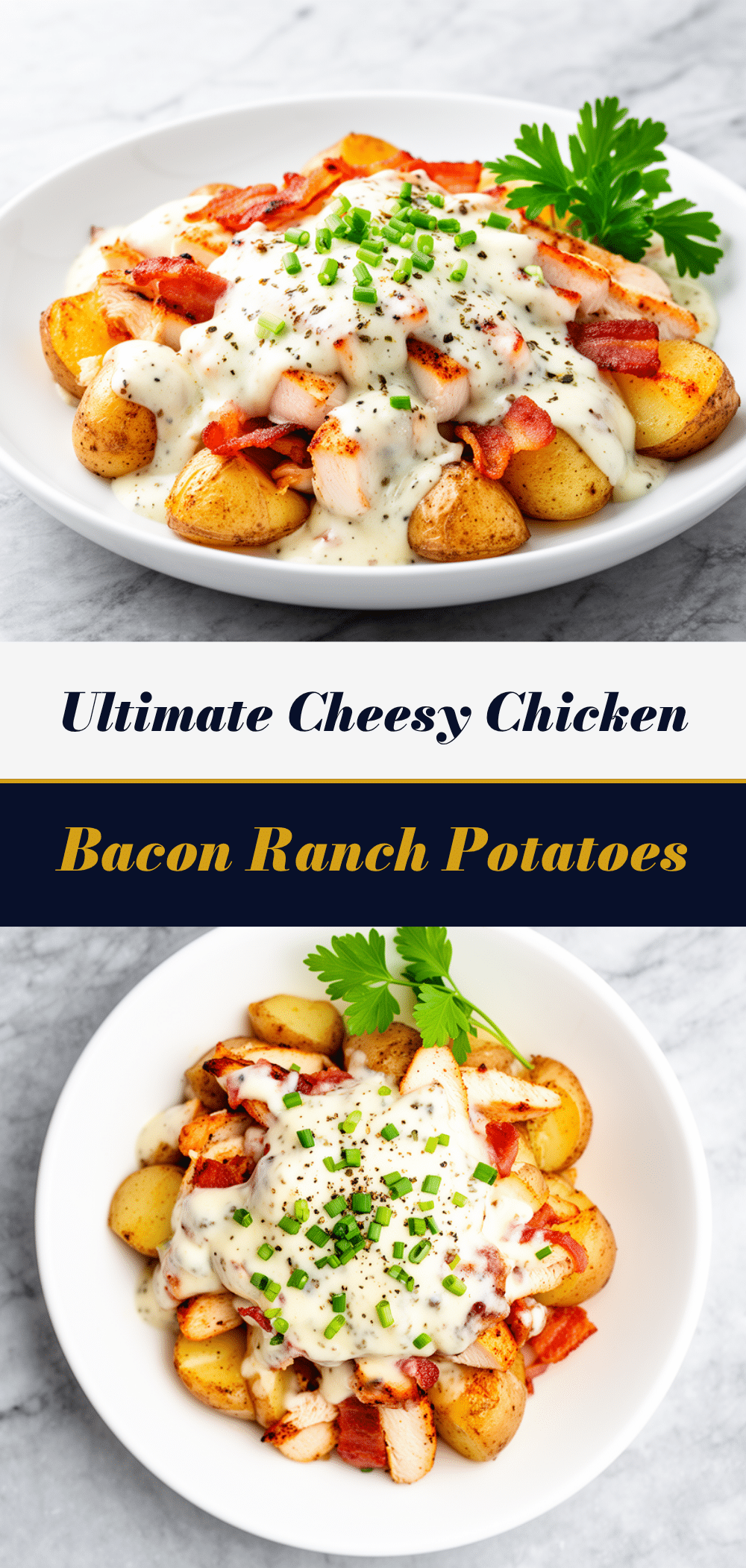 Cheesy Chicken Bacon Ranch Potatoes: 5-Ingredient Homemade Meal 5 Cheesy Chicken Bacon Ranch Potatoes recipe