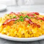 cheesy corn casserole with bacon - featured image