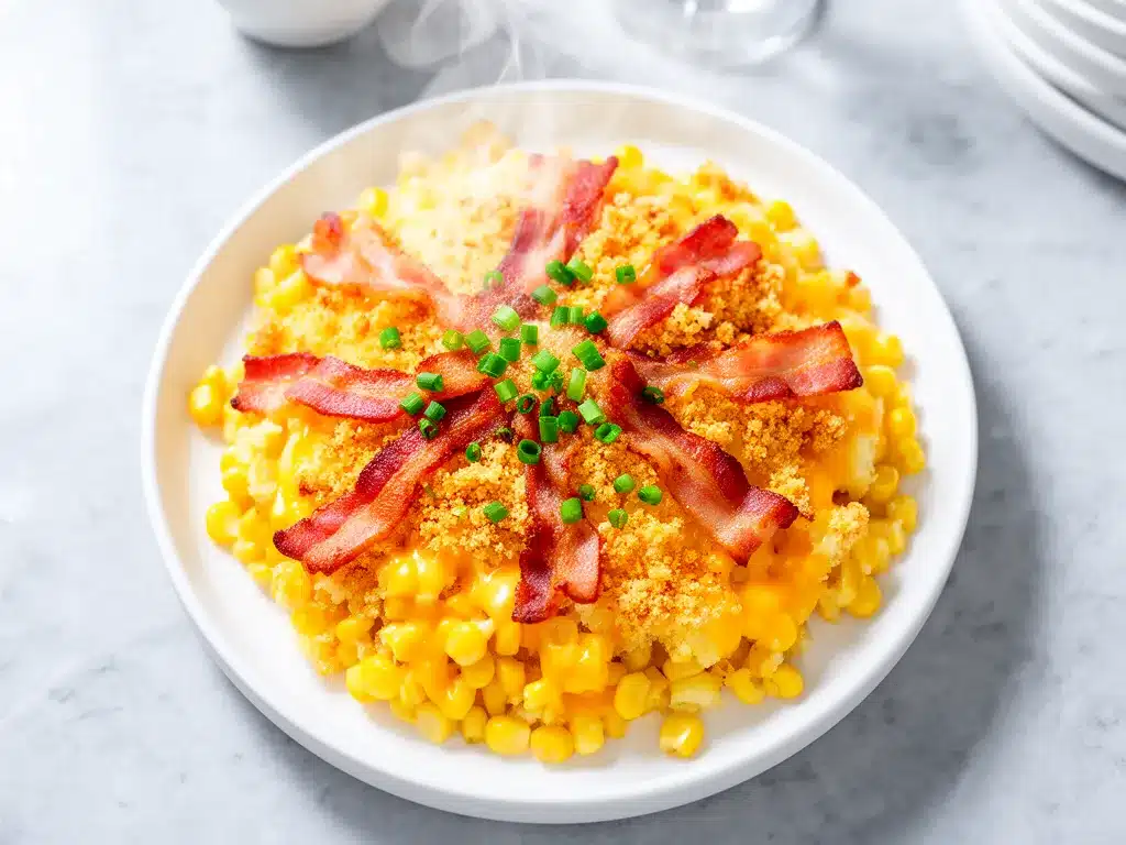 Cheesy Corn Casserole with Bacon: Easy 5-Ingredient Holiday Side 4 cheesy corn casserole with bacon preparation steps