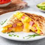 cheesy ham and egg breakfast quesadillas - featured image