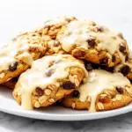 chewy iced oatmeal cookies with vanilla glaze - featured image
