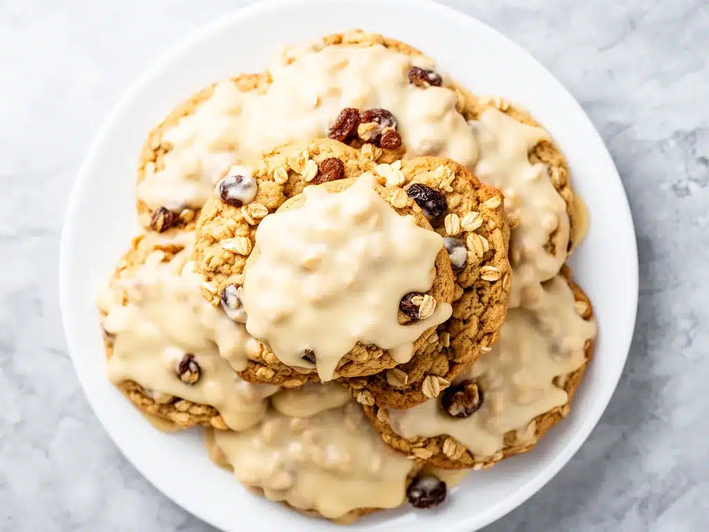 Chewy Iced Oatmeal Cookies with Vanilla Glaze 4 chewy iced oatmeal cookies with vanilla glaze preparation steps