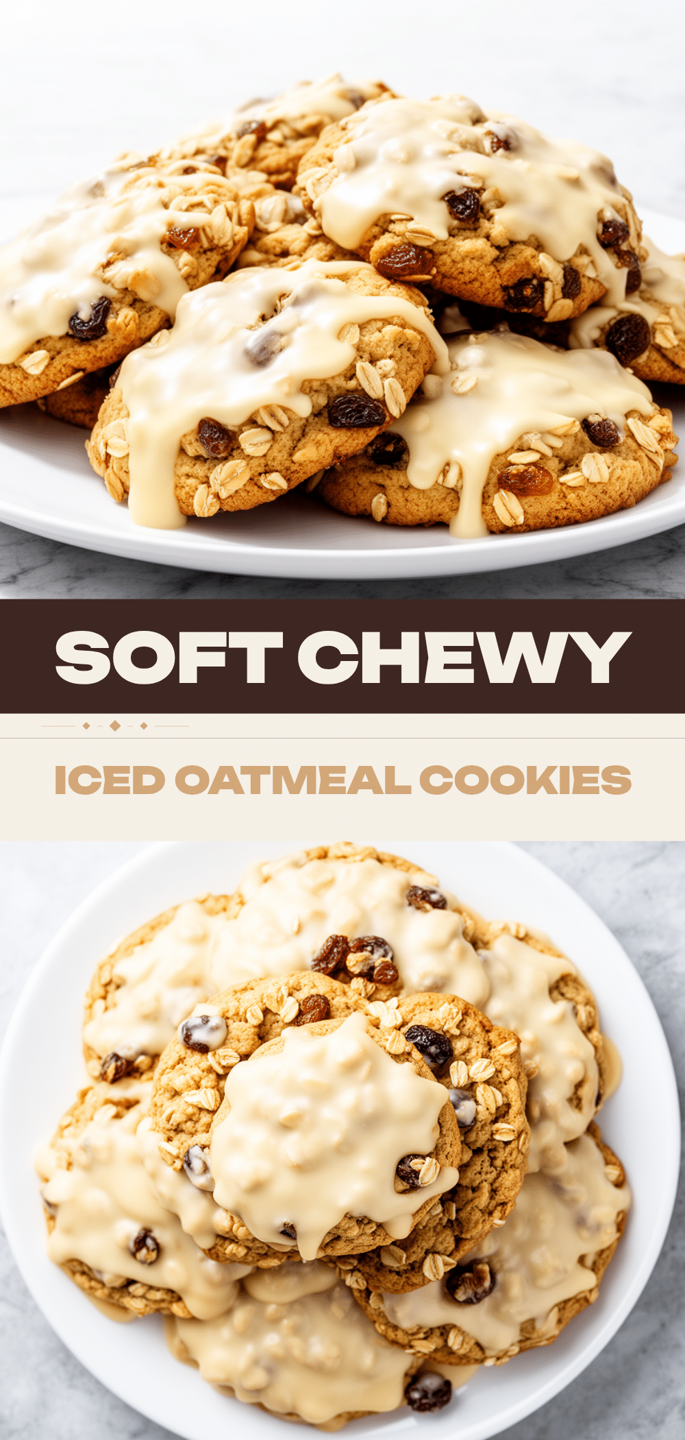 Chewy Iced Oatmeal Cookies with Vanilla Glaze 5 chewy iced oatmeal cookies with vanilla glaze recipe