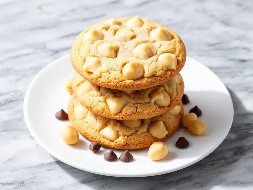 chewy white chocolate macadamia cookies - featured image