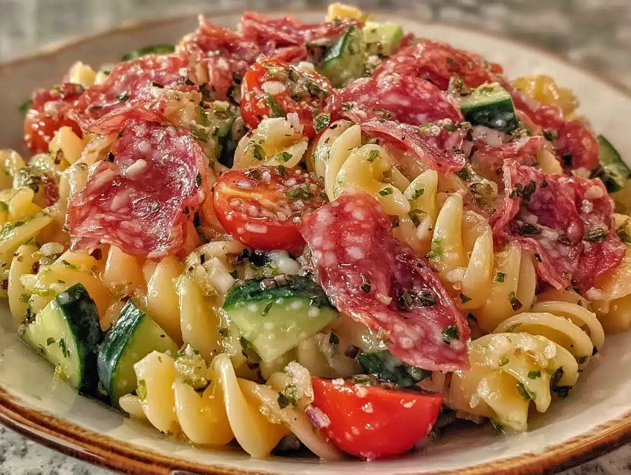 Cold Pasta Salad with Salami: Easy Budget-Friendly Potluck Recipe 4 cold pasta salad with salami preparation steps