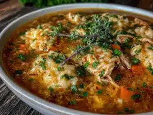 cozy autumn chicken and rice soup - featured image