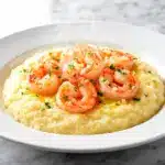 creamy garlic butter shrimp and grits - featured image