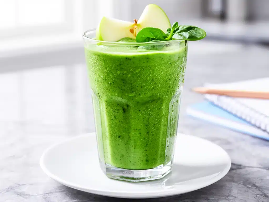 creamy green apple spinach smoothie for kids - featured image