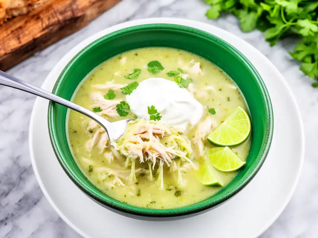 Creamy Green Chicken Enchilada Soup: 30-Min Meal Prep 4 Creamy Green Chicken Enchilada Soup preparation steps