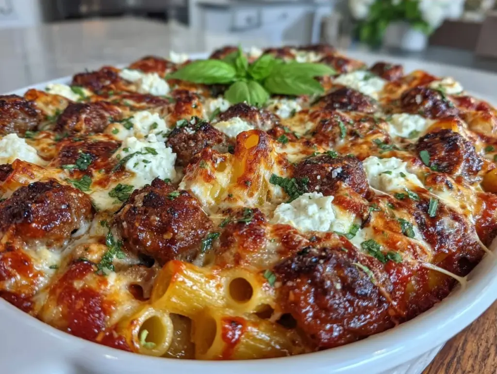 creamy ricotta baked ziti - featured image