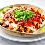 crispy chicken and black bean enchilada casserole - featured image