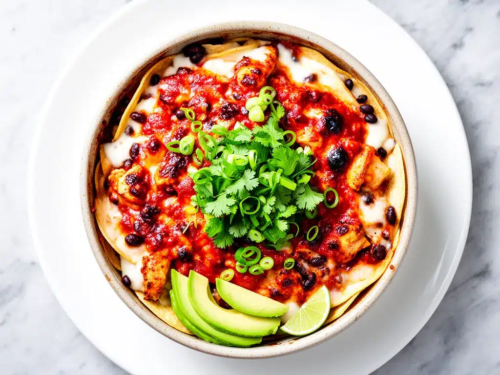 Crispy Chicken and Black Bean Enchilada Casserole 4 crispy chicken and black bean enchilada casserole preparation steps
