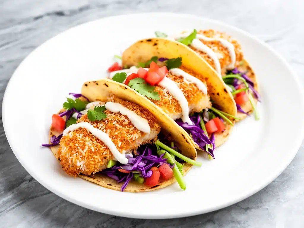 crispy panko coconut fish tacos - featured image