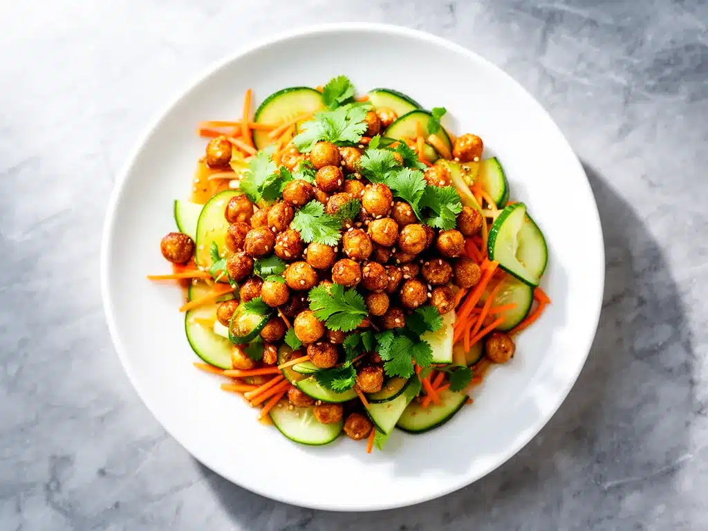 Crispy Roasted Chickpea and Cucumber Salad: 5-Step Dinner 4 Crispy Roasted Chickpea and Cucumber Salad preparation steps