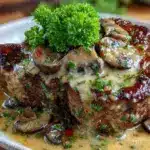 crockpot pork chops with creamy mushroom gravy - featured image