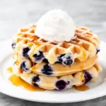 fluffy blueberry buttermilk waffles - featured image