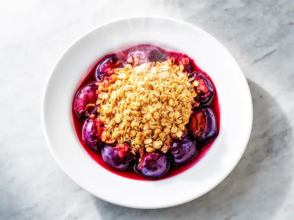 Fresh Plum Crumble with Oat Topping: 5-Step Easy Recipe 4 fresh plum crumble preparation steps