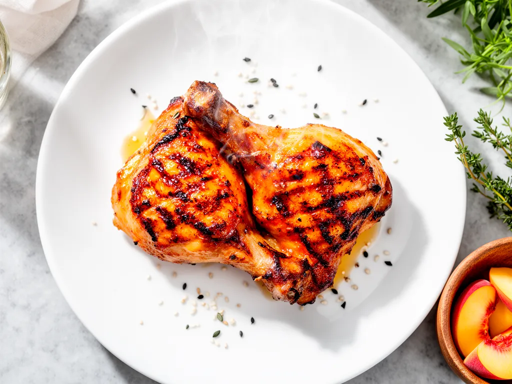 Grilled Barbecue Chicken Thighs: Easy Peach Glaze Recipe 4 grilled barbecue chicken thighs with peach glaze preparation steps