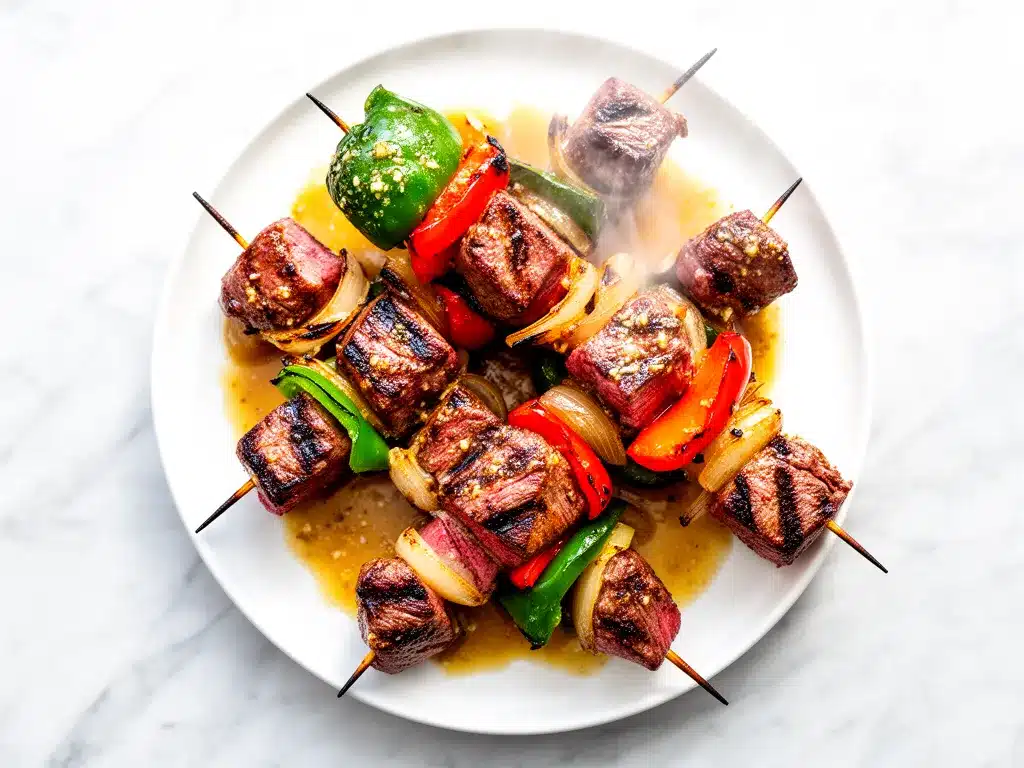 Grilled Garlic Butter Steak Kabobs: 10-Min Labor Day Dinner 4 Grilled Garlic Butter Steak Kabobs preparation steps