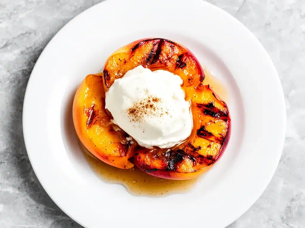 Grilled Peaches: 5-Ingredient Brown Sugar Mascarpone Dessert 4 grilled peaches dessert preparation steps