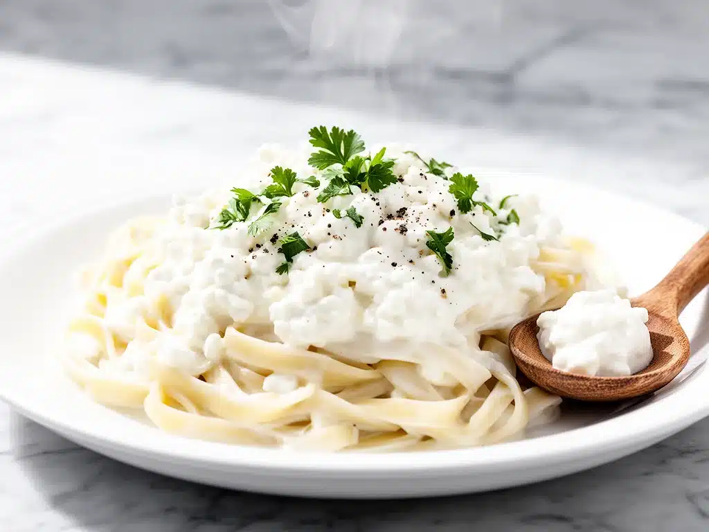 high protein cottage cheese alfredo - featured image