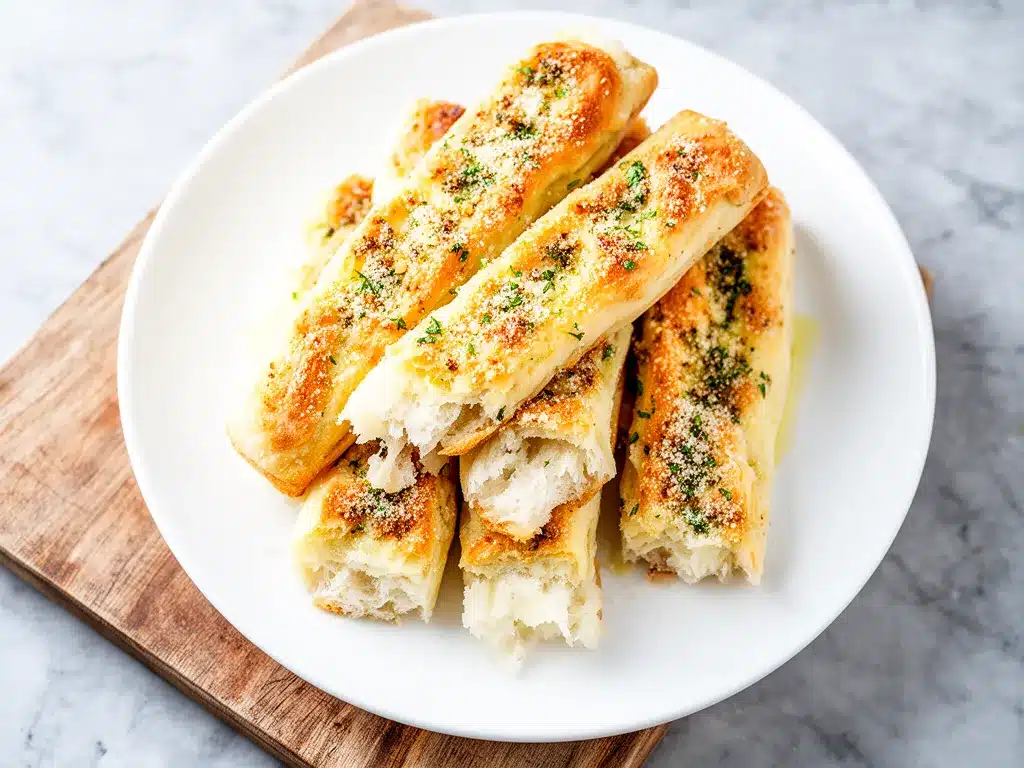Homemade Garlic Parmesan Breadsticks: Easy 3-Ingredient Recipe 4 homemade garlic parmesan breadsticks preparation steps