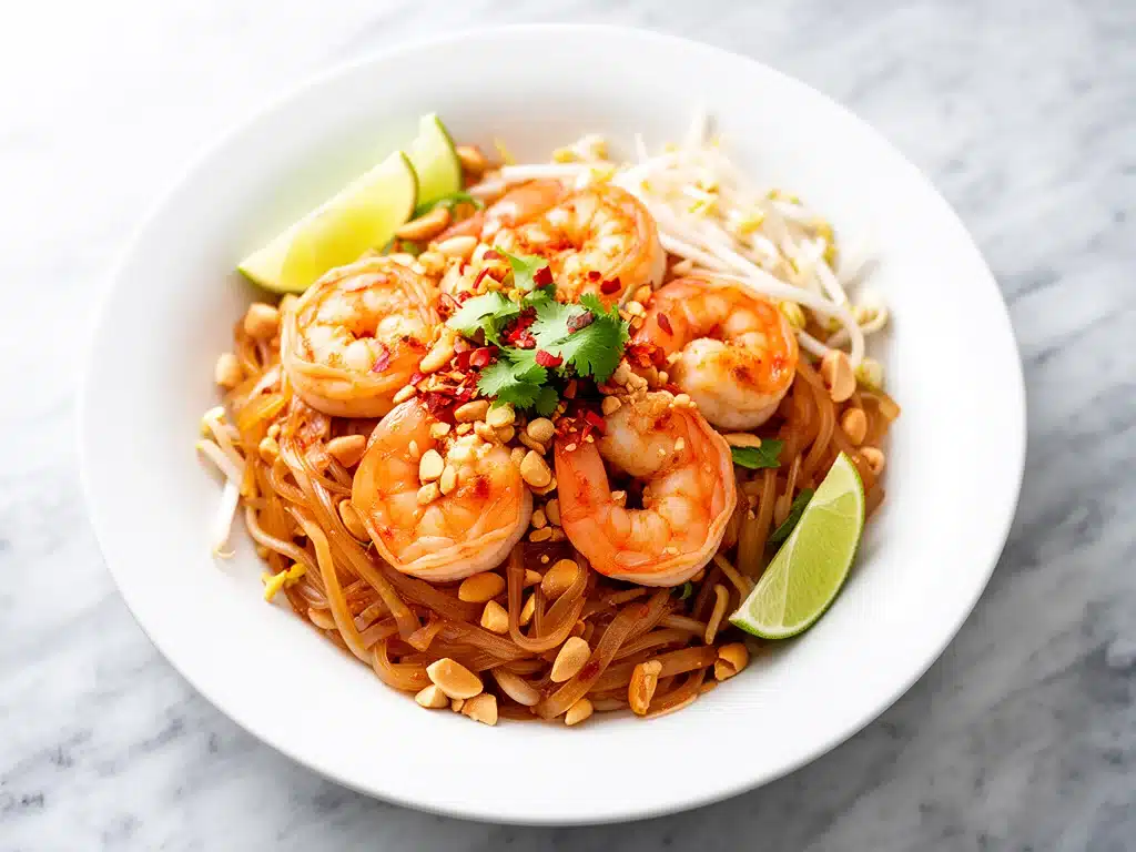 homemade shrimp pad thai - featured image