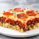low carb pizza casserole - featured image