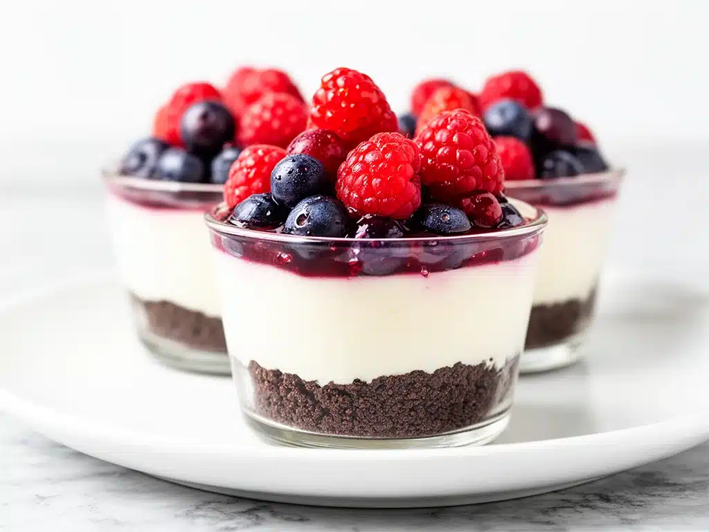 no-bake mini berry cheesecake cups - featured image