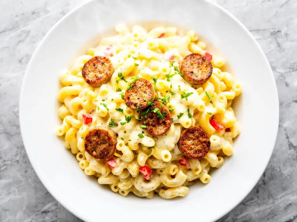 One Pan White Cheddar Ranch Sausage Pasta: Easy Weeknight Dinner 4 One Pan White Cheddar Ranch Sausage Pasta preparation steps