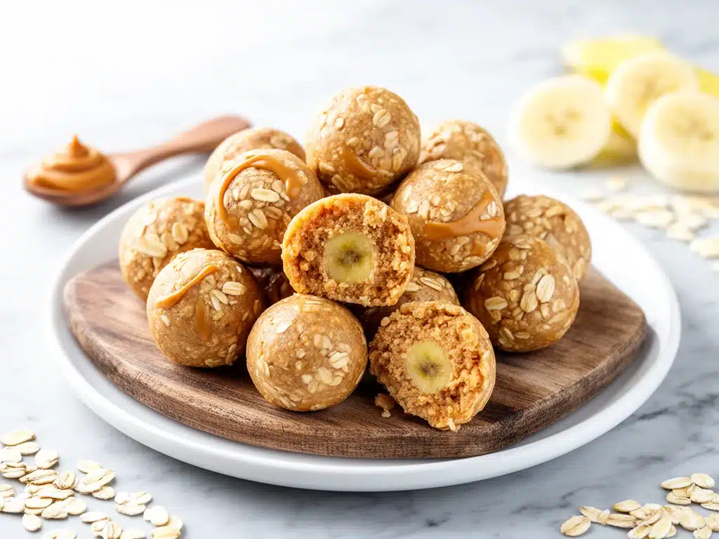 peanut butter banana oat bites - featured image