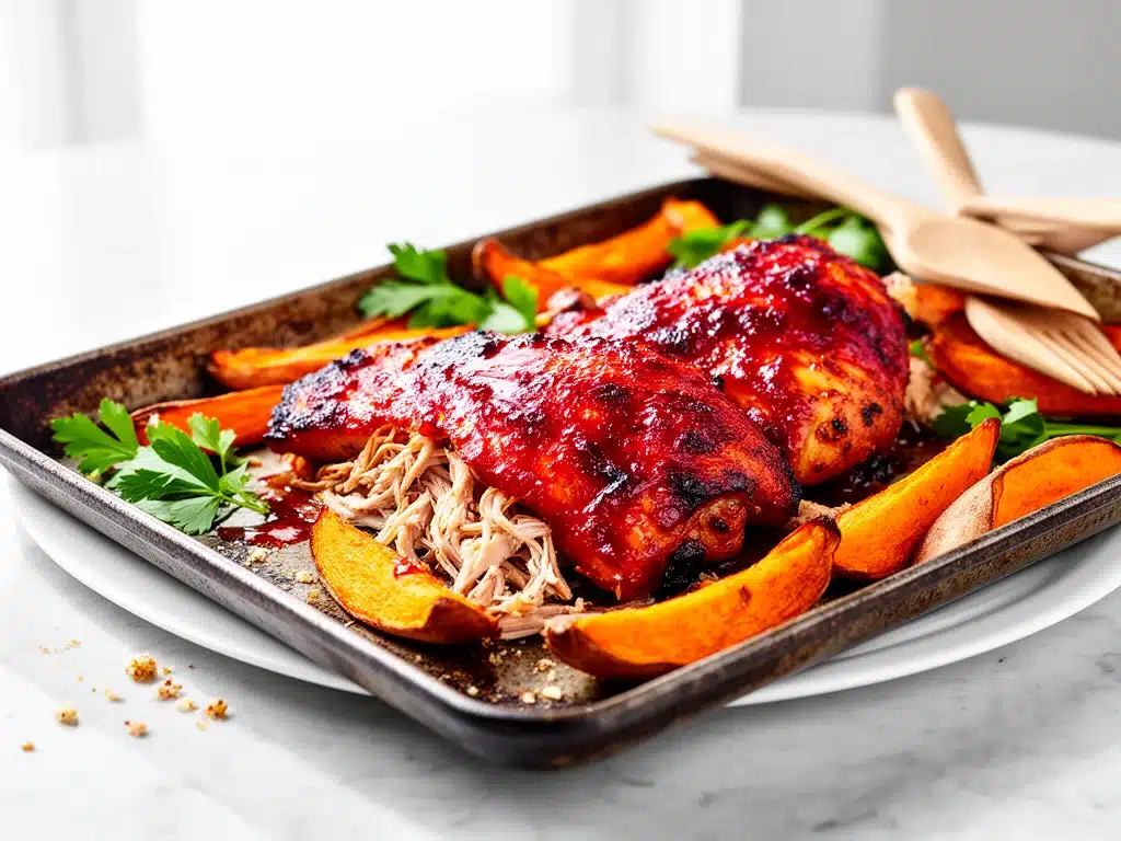 sheet pan BBQ chicken and sweet potatoes - featured image