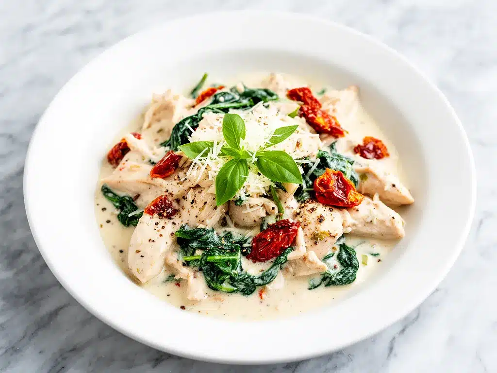 Slow Cooker Creamy Tuscan Chicken: Easy Dinner Ideas 4 Slow Cooker Creamy Tuscan Chicken preparation steps