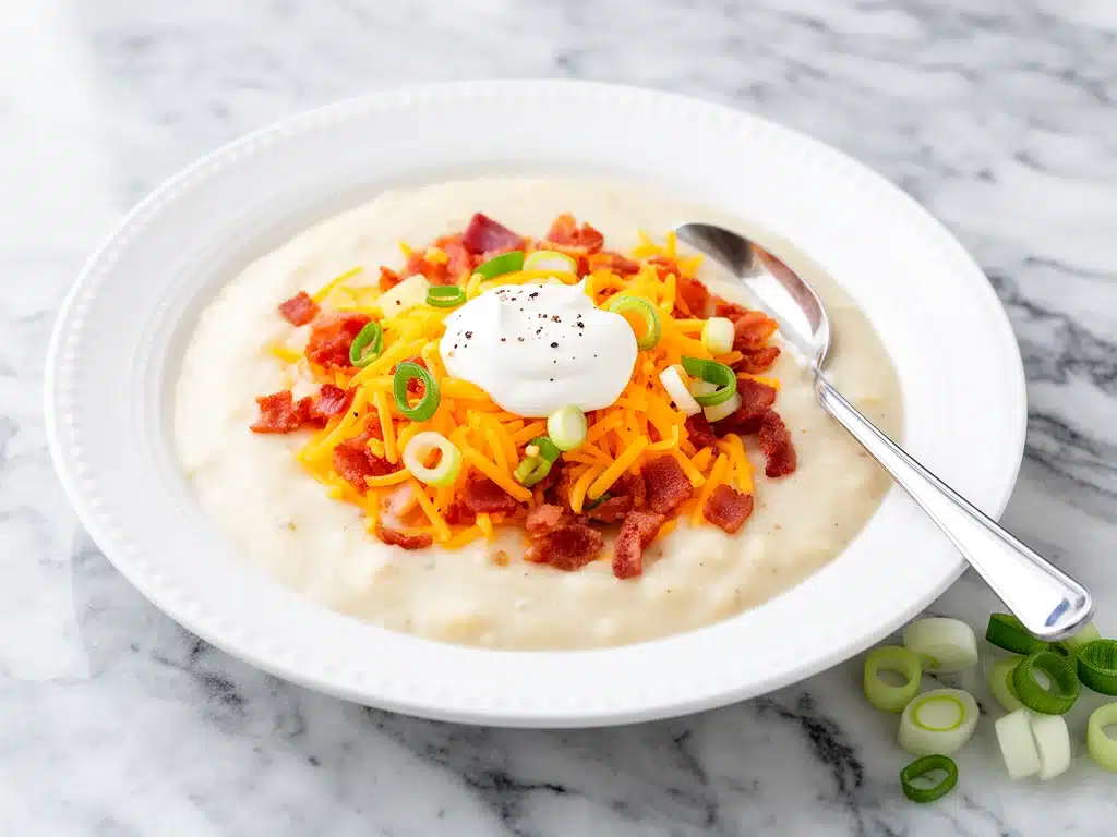 slow cooker loaded baked potato soup - featured image