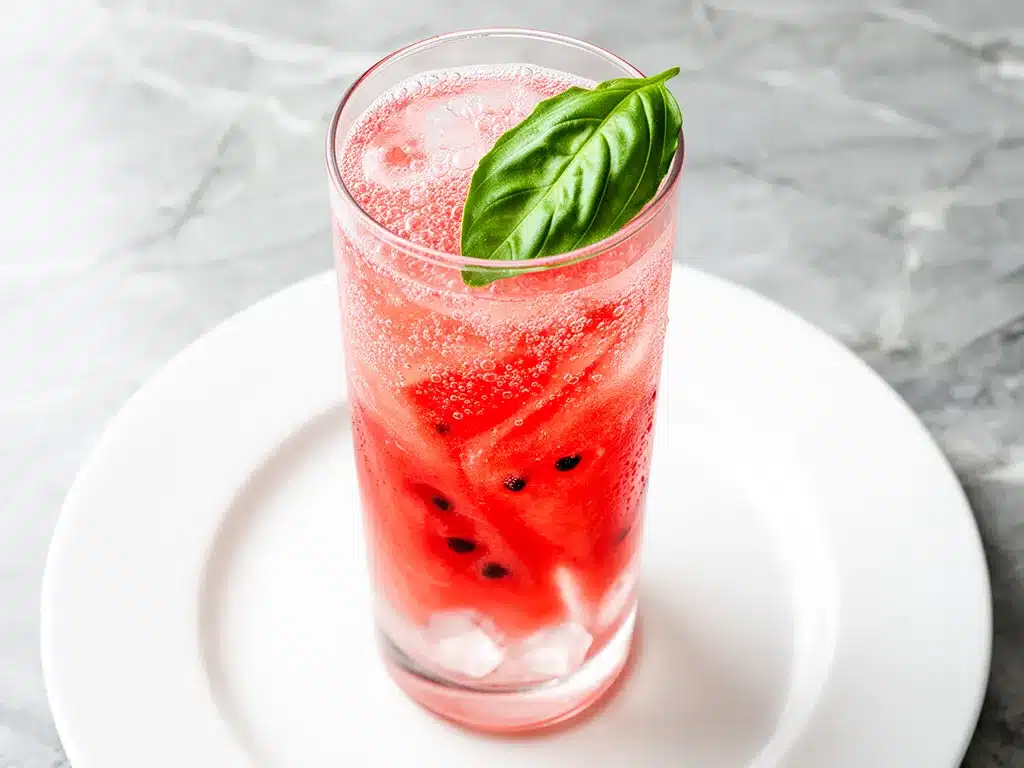 Sparkling Watermelon Basil Mocktail: Easy Bright Recipe 4 Sparkling Watermelon Basil Mocktail preparation steps
