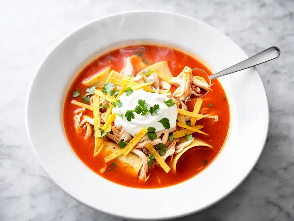 Spicy Chicken Enchilada Soup: 5 Ingredients, Easy 4 Spicy Chicken Enchilada Soup preparation steps