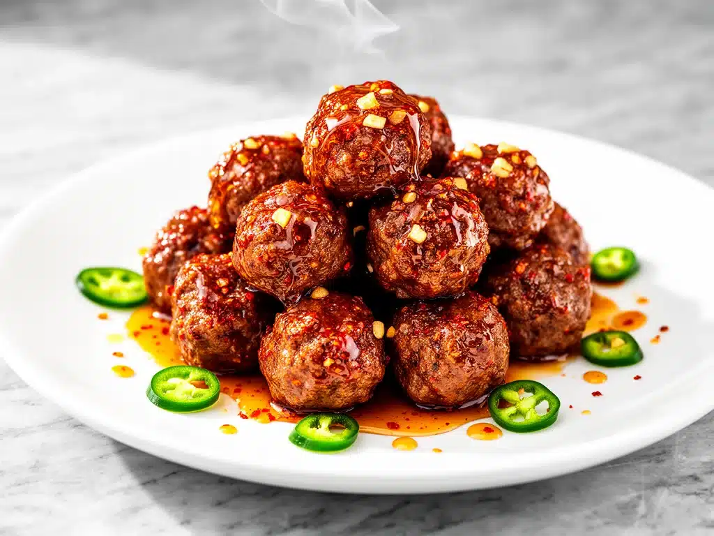 Spicy Honey Garlic Beef Meatballs - featured image