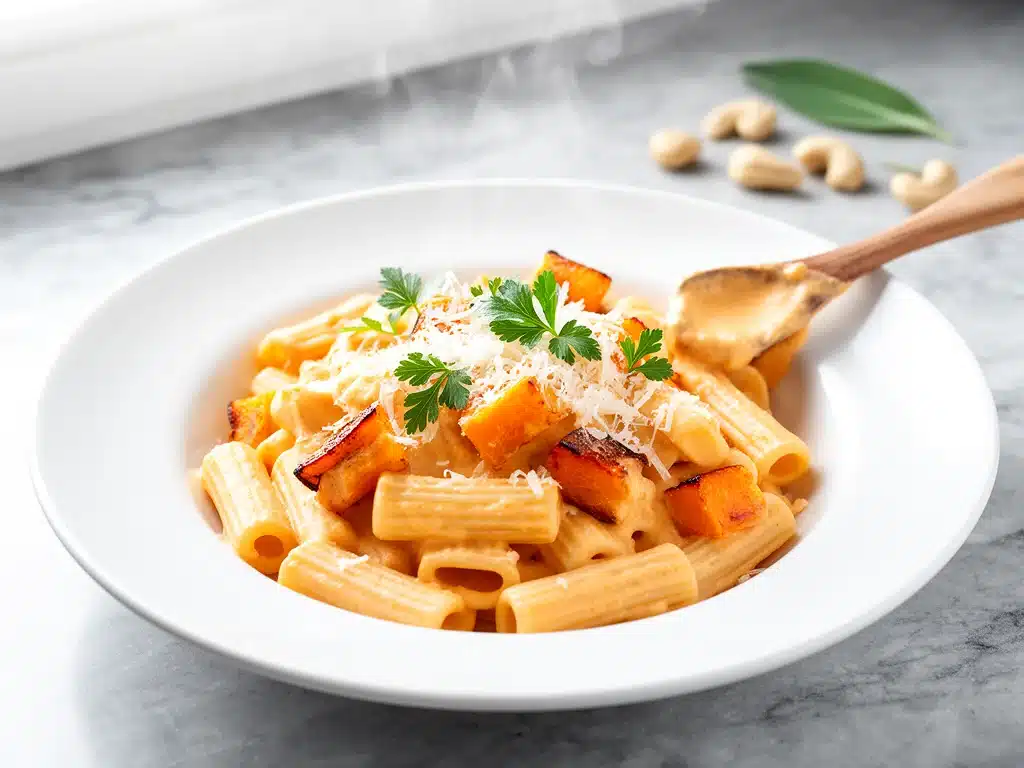 vegan creamy butternut squash pasta - featured image