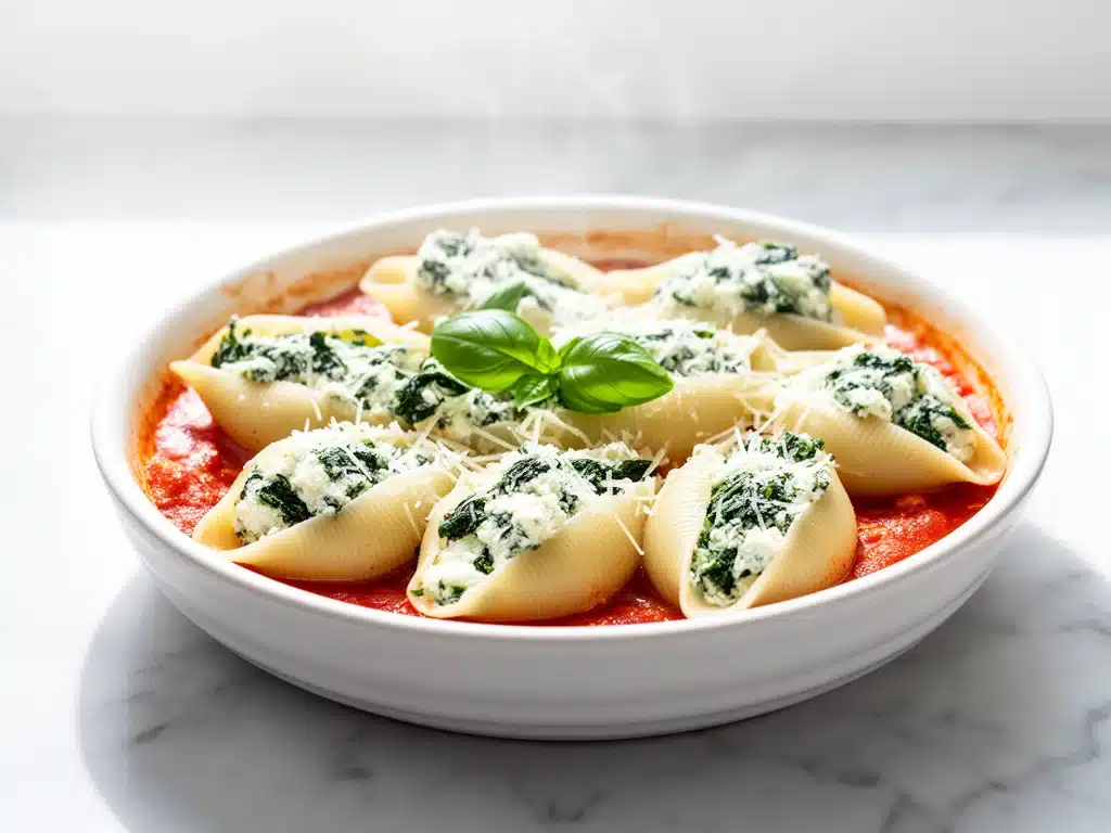 vegetarian spinach ricotta stuffed shells - featured image