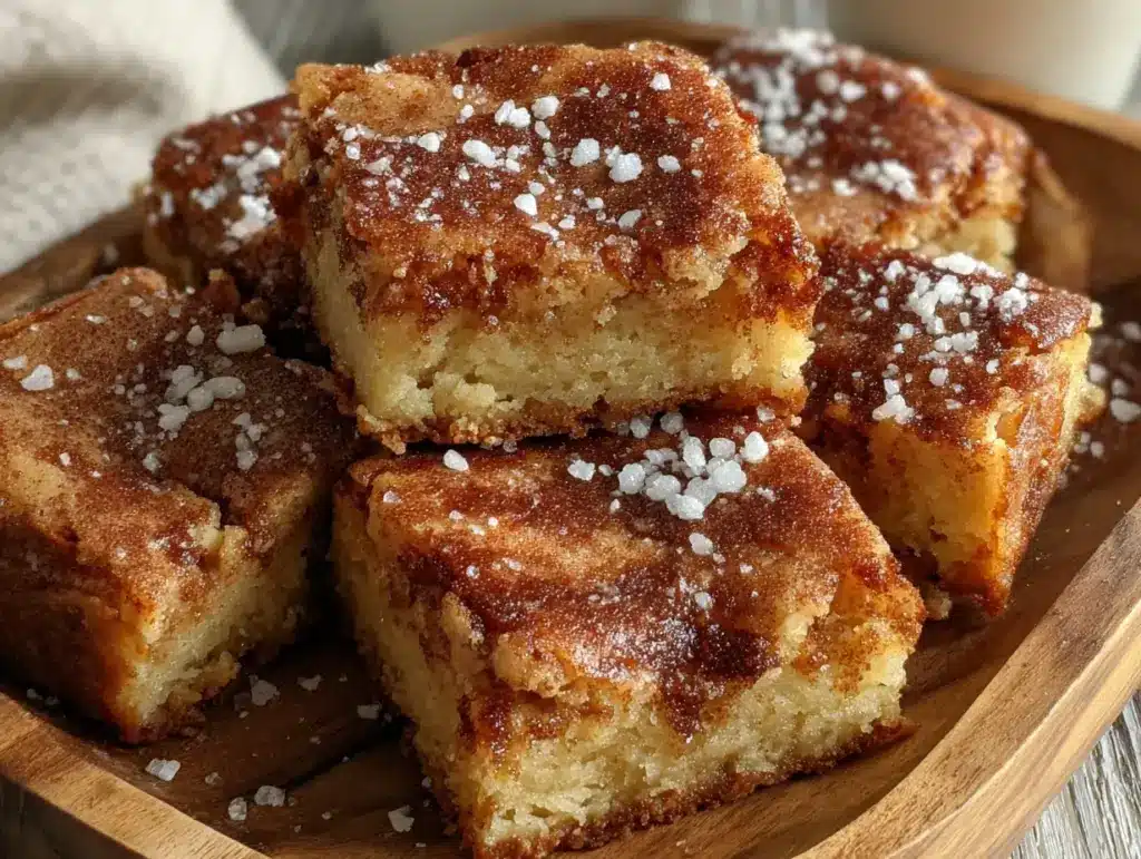 chewy brown sugar snickerdoodle cookie bars - featured image